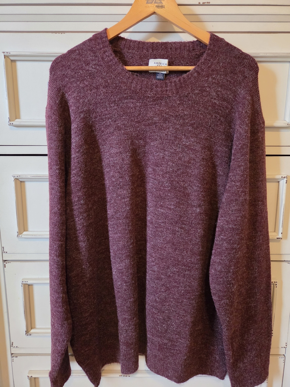 American Eagle Outfitters Men's Plum Heather Crewneck Sweater